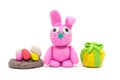 Play dough rabbit on white background Royalty Free Stock Photo