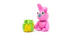 Play dough rabbit on white background Royalty Free Stock Photo