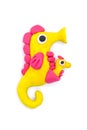 Play dough sea horse on white background