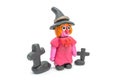 Play dough Witch on white background Royalty Free Stock Photo