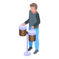 Play drums icon isometric vector. Music child