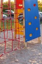 Play equipment with ropes on the sand on the playground in the Polan district, Poznan, Poland