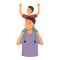 Play father day icon cartoon vector. Children on shoulders Royalty Free Stock Photo