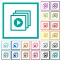 Play files flat color icons with quadrant frames