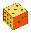 Play or gamble dice cube, sticker or icon vector