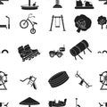 Play garden pattern icons in black style. Big collection of play garden vector symbol stock illustration