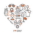 Play Golf Print with Golf Icons Royalty Free Stock Photo