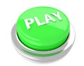 PLAY on green push button. 3d illustration. Isolated background