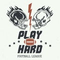 Play hard american football illustration