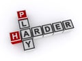 Play harder word block on white Royalty Free Stock Photo