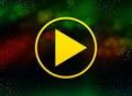Play icon abstract bokeh dark background Royalty Free Stock Photo