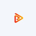 Play icon. Abstract triangle button. Orange linear gradient sImple flat abstract logo template. Modern emblem idea Royalty Free Stock Photo