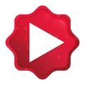 Play icon misty rose red starburst sticker button