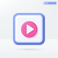 Play icon symbols. music button, play video or audio, streaming, multimedia concept. 3D vector isolated illustration design. Royalty Free Stock Photo