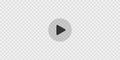Play icon on transparent background texture. Movie player template. Empty computer or television screen. Push, click
