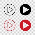 Play icons, video play button isolated on white background Royalty Free Stock Photo