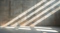 Play of light and geometry: Harsh sun shadows from window frames on grey surface of micro-cement. Creating sense of volume Royalty Free Stock Photo