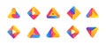 Play logo square triangle shape colored vector set. Simple geometric figures abstract bright compositions game icons Royalty Free Stock Photo