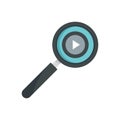 Play magnify glass icon, flat style Royalty Free Stock Photo