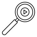 Play magnify glass icon, outline style Royalty Free Stock Photo