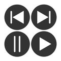 Play media button icon. Music and video forward click shape symbol. Push arrow start player. Vector illustration