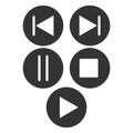 Play media button icon. Music and video forward click shape symbol. Push arrow start player. Vector illustration