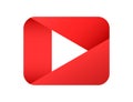 Play media button in red. Video player icon with gradient and shadow. Pause multimedia isolated player. Vector EPS 10