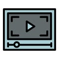 Play movie clip icon, outline style
