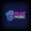 Play Music Logo Neon Signs Style Text Vector Royalty Free Stock Photo