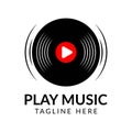 Play music record logo template