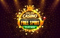 Play now slots golden coins, casino slot sign machine, night jackpot Vegas. Vector Royalty Free Stock Photo