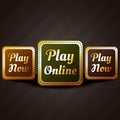 Play online casino style game button vector design