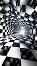 A play on optical illusions with a repeating diamond pattern in shades of black and white Royalty Free Stock Photo