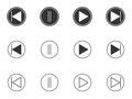 Play, pause, forward, backward buttons icons set