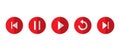 Play, pause, replay, previous, and next track icon vector in flat style