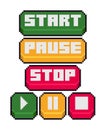 play pause stop button in pixel art vector Royalty Free Stock Photo