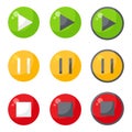 Play, Start, Pause, Stop button set vector illustration graphics Royalty Free Stock Photo