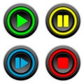 Play, pause, stop, forward buttons set Royalty Free Stock Photo