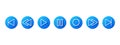 play, pause, stop, record blue vector buttons for media player, white line icons Royalty Free Stock Photo