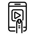 Play phone training icon, outline style