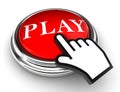 Play red button and pointer hand Royalty Free Stock Photo