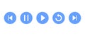 Play, replay, pause, previous, and next track icon vector. Elements for video player app