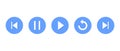 Play, replay, pause, previous, and next track icon vector. Elements for video player app