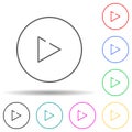 Play sign multi color set icon. Simple thin line, outline vector of web icons for ui and ux, website or mobile application Royalty Free Stock Photo