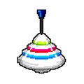 play spinning top toy game pixel art vector illustration