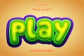 Play text, 3d green and purple editable font effect