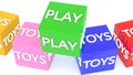 Play and toy concept on colorful cubes on white background. Royalty Free Stock Photo