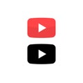 Play vector button icon. Red button video play arrow symbol