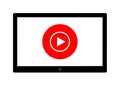 Flat lcd screen tv play video button Royalty Free Stock Photo