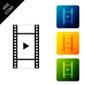 Play Video icon isolated. Film strip with play sign. Set icons colorful square buttons